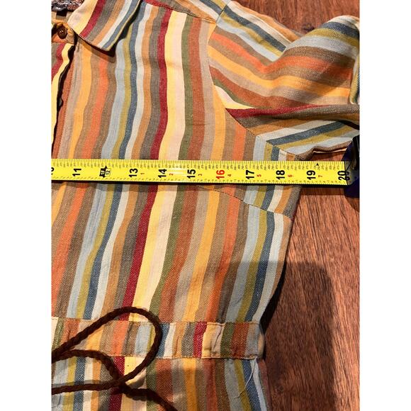 J. Gee Dress Medium, Long Sleeve, Striped, Yellow Green, Knee Length, Pockets - Picture 10 of 11